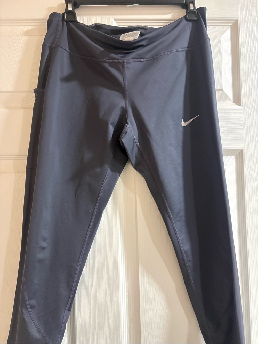 Nike Dark Charcoal/ Purple Leggings with White Swoosh